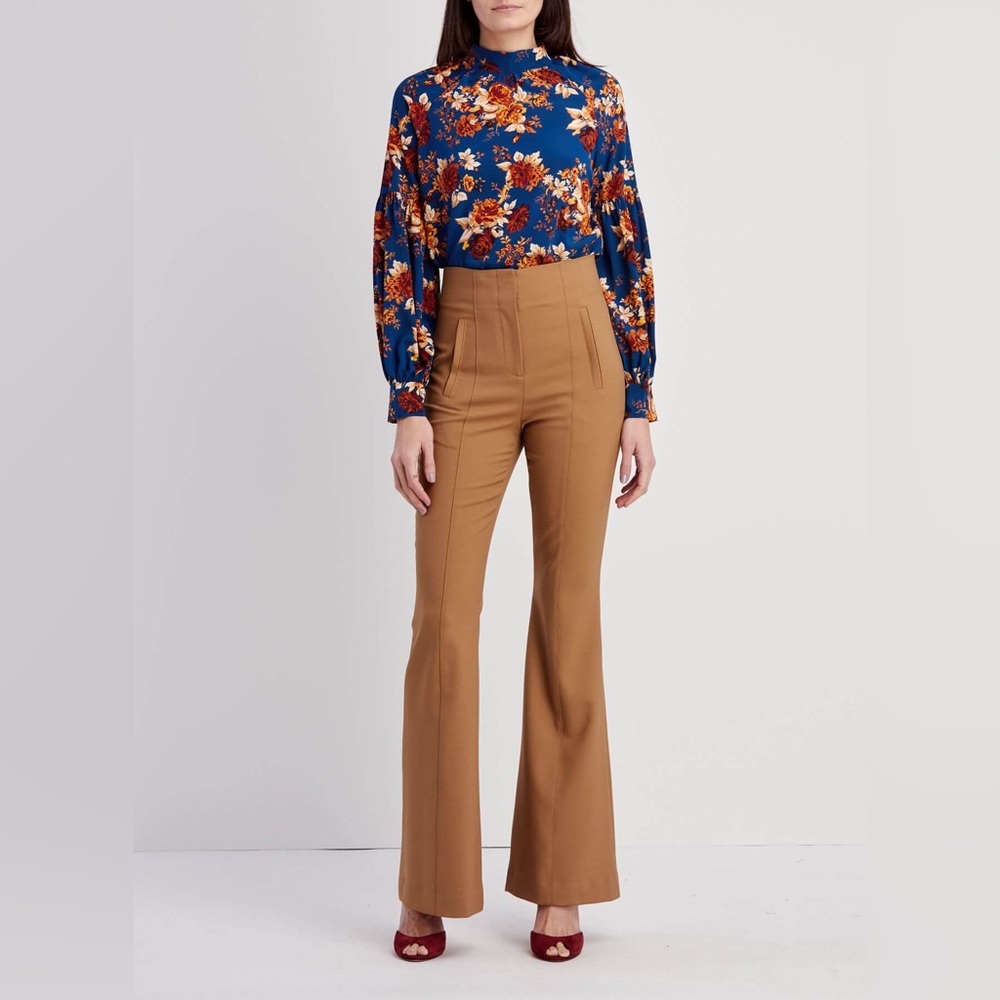 NEW VERONICA BEARD Tindaya Pant in Camel Flare wide leg Pants Slacks Sz 4